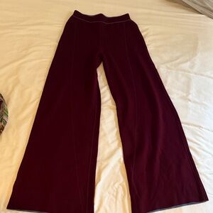 Wide Leg Burgundy/Blue reversible wide leg wool Pants